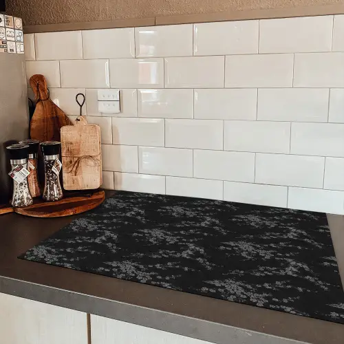 Zwart - Bloesem - Grijs Inductie beschermer vinyl 3mm klein 276 -sfeer3