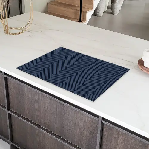 Zwart - Blauw - Patroon - Strepen Inductie beschermer vinyl 3mm klein 276 -sfeer8