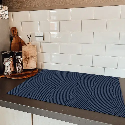 Zwart - Blauw - Patroon - Strepen Inductie beschermer vinyl 3mm klein 276 -sfeer3