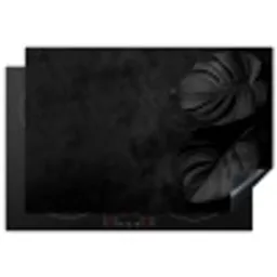 Zwart - Blad - Monstera Inductie beschermer vinyl 3mm klein -3d