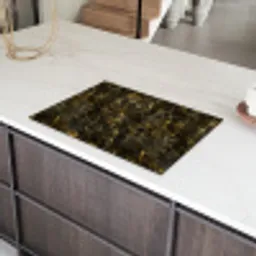 Zwart - Marmer - Goud Inductie beschermer vinyl 3mm klein 276 -sfeer8