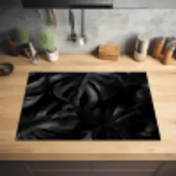 Zwart - Monstera - Bladeren Inductie beschermer vinyl 3mm klein -sfeer5