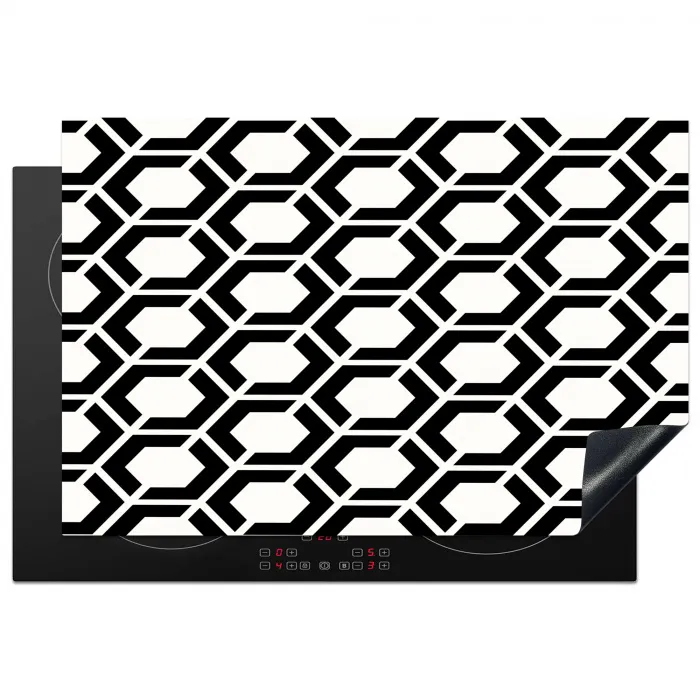 Zwart - Wit - Geometrisch - Patroon Inductie beschermer vinyl 3mm klein 276 -3d
