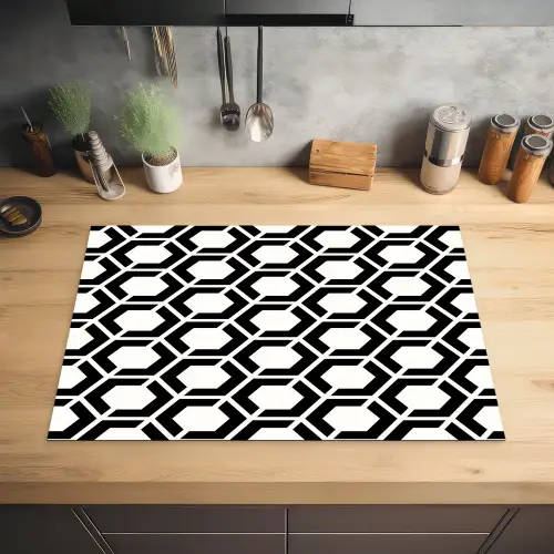Zwart - Wit - Geometrisch - Patroon Inductie beschermer vinyl 3mm klein 276 -sfeer5