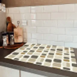 Blokken - Vintage - Grijs Inductie beschermer vinyl 3mm klein 276 -sfeer3