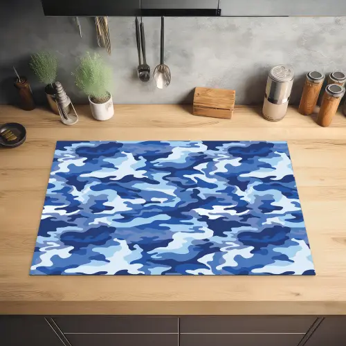 Blauw - Camouflage - Golvend Inductie beschermer vinyl 3mm klein 276 -sfeer5