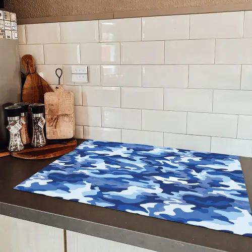 Blauw - Camouflage - Golvend Inductie beschermer vinyl 3mm klein 276 -sfeer3