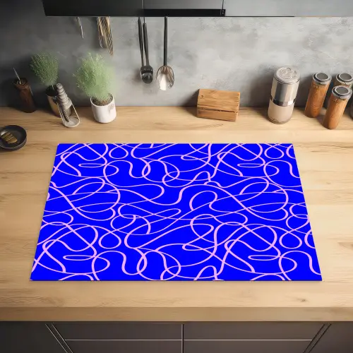 Blauw - Lijnen - Roze - Abstract Inductie beschermer vinyl 3mm klein 276 -sfeer5