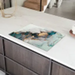 Blauw - Marmer - Goud Inductie beschermer vinyl 3mm klein -sfeer8