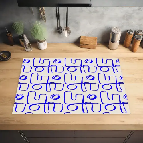 Blauw - Patroon - Beige - Abstract Inductie beschermer vinyl 3mm klein 276 -sfeer5