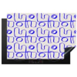 Blauw - Patroon - Beige - Abstract Inductie beschermer vinyl 3mm klein 276 -3d