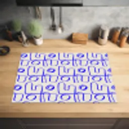 Blauw - Patroon - Beige - Abstract Inductie beschermer vinyl 3mm klein 276 -sfeer5