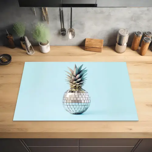 Blauw - Ananas - Disco - Discobal Inductie beschermer vinyl 3mm klein -sfeer5