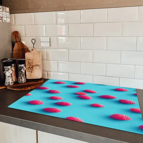 Blauw - Frambozen - Roze Inductie beschermer vinyl 3mm klein 276 -sfeer3