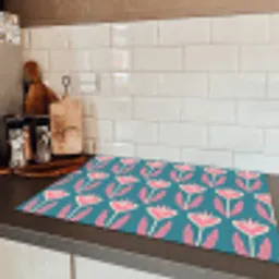 Blauw - Retro - Patroon - Hartjes Inductie beschermer vinyl 3mm klein 276 -sfeer3