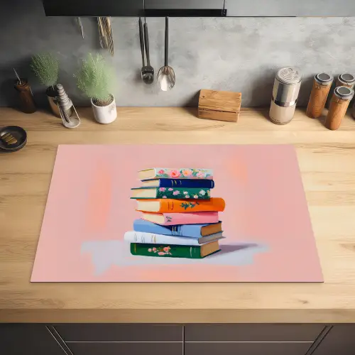 Boeken - Stapel - Kleurrijk Inductie beschermer vinyl 3mm klein -sfeer5