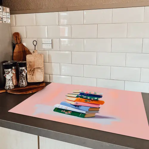 Boeken - Stapel - Kleurrijk Inductie beschermer vinyl 3mm klein -sfeer3