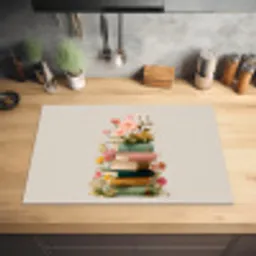 Boeken - Stapel - Bloemen - Kleurrijk Inductie beschermer vinyl 3mm klein -sfeer5