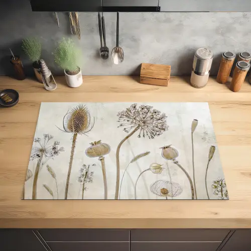 Botanische Elegance in Sepia Inductie beschermer vinyl 3mm klein -sfeer5