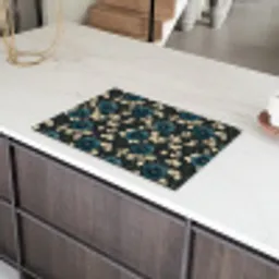 Botanisch - Bloemen - Blauw Inductie beschermer vinyl 3mm klein 276 -sfeer8