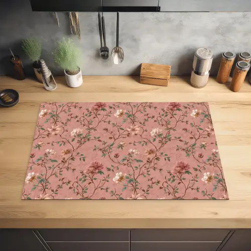Botanisch - Bloemen - Roze Inductie beschermer vinyl 3mm klein 276 -sfeer5