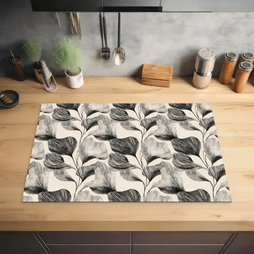 Botanisch - Bladeren - Zwart Inductie beschermer vinyl 3mm klein 276 -sfeer5