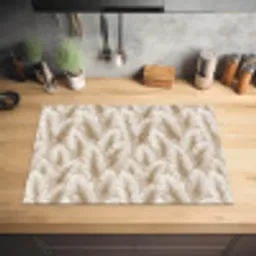 Botanisch - Patroon - Beige Inductie beschermer vinyl 3mm klein 276 -sfeer5