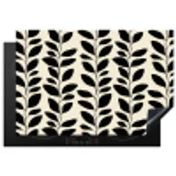 Botanisch - Dessin - Zwart - Beige Inductie beschermer vinyl 3mm klein 276 -3d