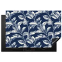 Botanisch - Patroon - Blauw Inductie beschermer vinyl 3mm klein 276 -3d