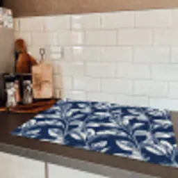 Botanisch - Patroon - Blauw Inductie beschermer vinyl 3mm klein 276 -sfeer3