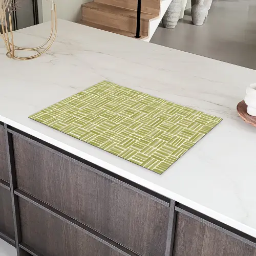 Vlecht - Patroon - Groen Inductie beschermer vinyl 3mm klein 276 -sfeer8
