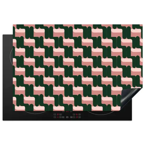 Vlechtpatroon - Groen - Roze - Geometrisch Inductie beschermer vinyl 3mm klein 276 -3d