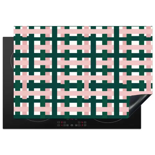 Vlechtpatroon - Groen - Roze - Grafisch Inductie beschermer vinyl 3mm klein 276 -3d