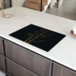 Takken - Blaadjes - Zwart Inductie beschermer vinyl 3mm klein -sfeer8