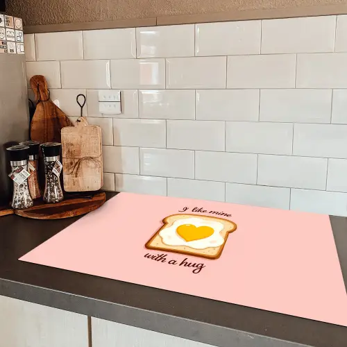 Brood - Illustratie - Quote - Roze Inductie beschermer vinyl 3mm klein -sfeer3