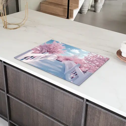 Brug - Kersenbomen - Wit Inductie beschermer vinyl 3mm klein -sfeer8
