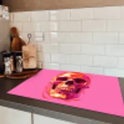 Felroze - Tanden - Schedel Inductie beschermer vinyl 3mm klein -sfeer3