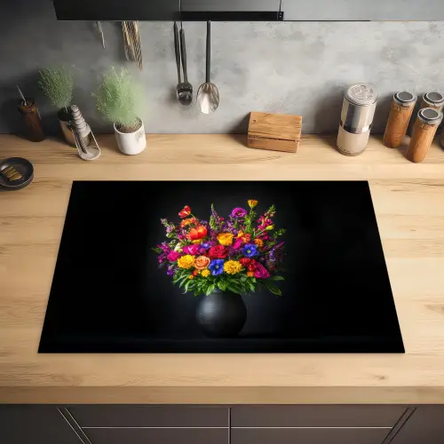Felgekleurd - Bloemen - Vaas Inductie beschermer vinyl 3mm klein -sfeer5
