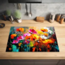 Felgekleurd - Bloemblaadjes - Abstract Inductie beschermer vinyl 3mm klein -sfeer5