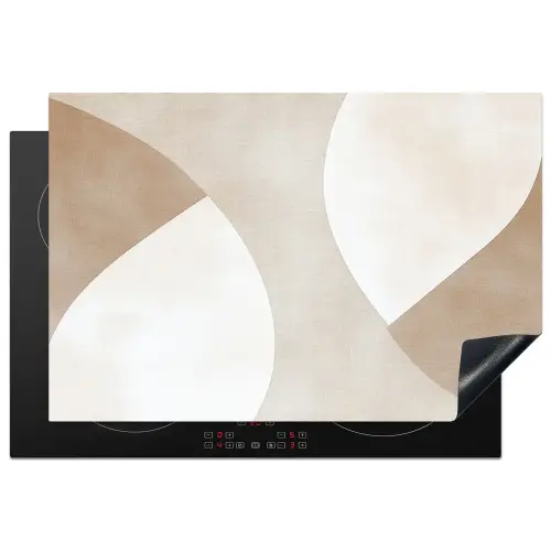 Bruin - Japandi - Abstract Inductie beschermer vinyl 3mm klein -3d