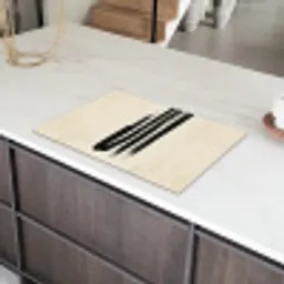 Penseelstreken - Verticaal - Zwart Inductie beschermer vinyl 3mm klein -sfeer8