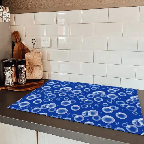 Bubbels - Patroon - Blauw Inductie beschermer vinyl 3mm klein -sfeer3