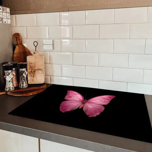 Vlinder - roze - Elegant Inductie beschermer vinyl 3mm klein -sfeer3