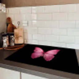Vlinder - roze - Elegant Inductie beschermer vinyl 3mm klein -sfeer3