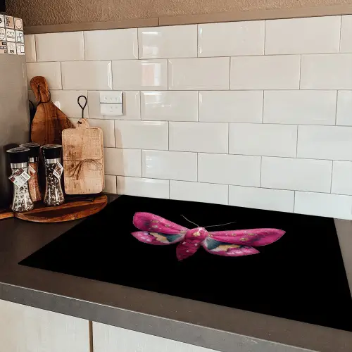Vlinder - Roze - Nachtvlinder Inductie beschermer vinyl 3mm klein -sfeer3