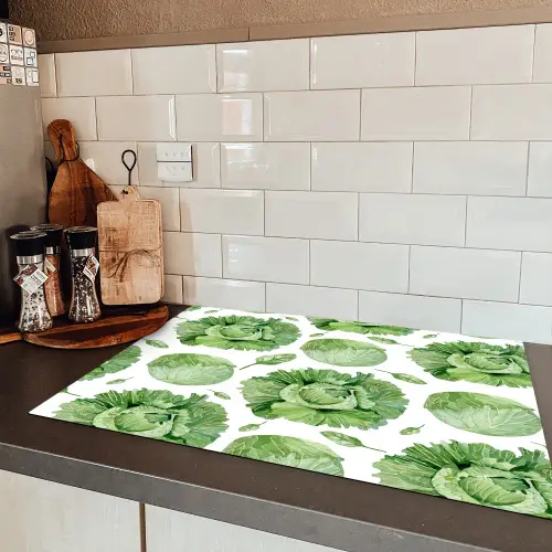 Kool - Bladgroen - Wit - Patroon Inductie beschermer vinyl 3mm klein 276 -sfeer3