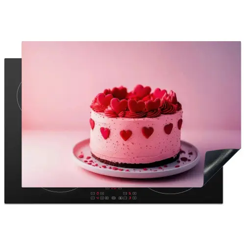 Taart - Hart - Roze Inductie beschermer vinyl 3mm klein -3d