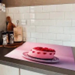 Taart - Hart - Roze Inductie beschermer vinyl 3mm klein -sfeer3