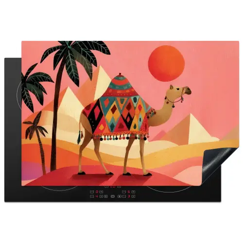Kameel - Pyramides - Rode zon Inductie beschermer vinyl 3mm klein -3d