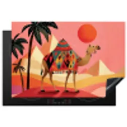 Kameel - Pyramides - Rode zon Inductie beschermer vinyl 3mm klein -3d